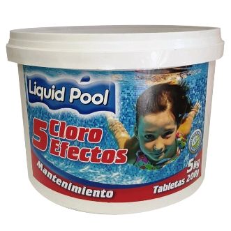 CLORO 5 EFECTOS LIQUID POOL TABLETA 200GR 5KG