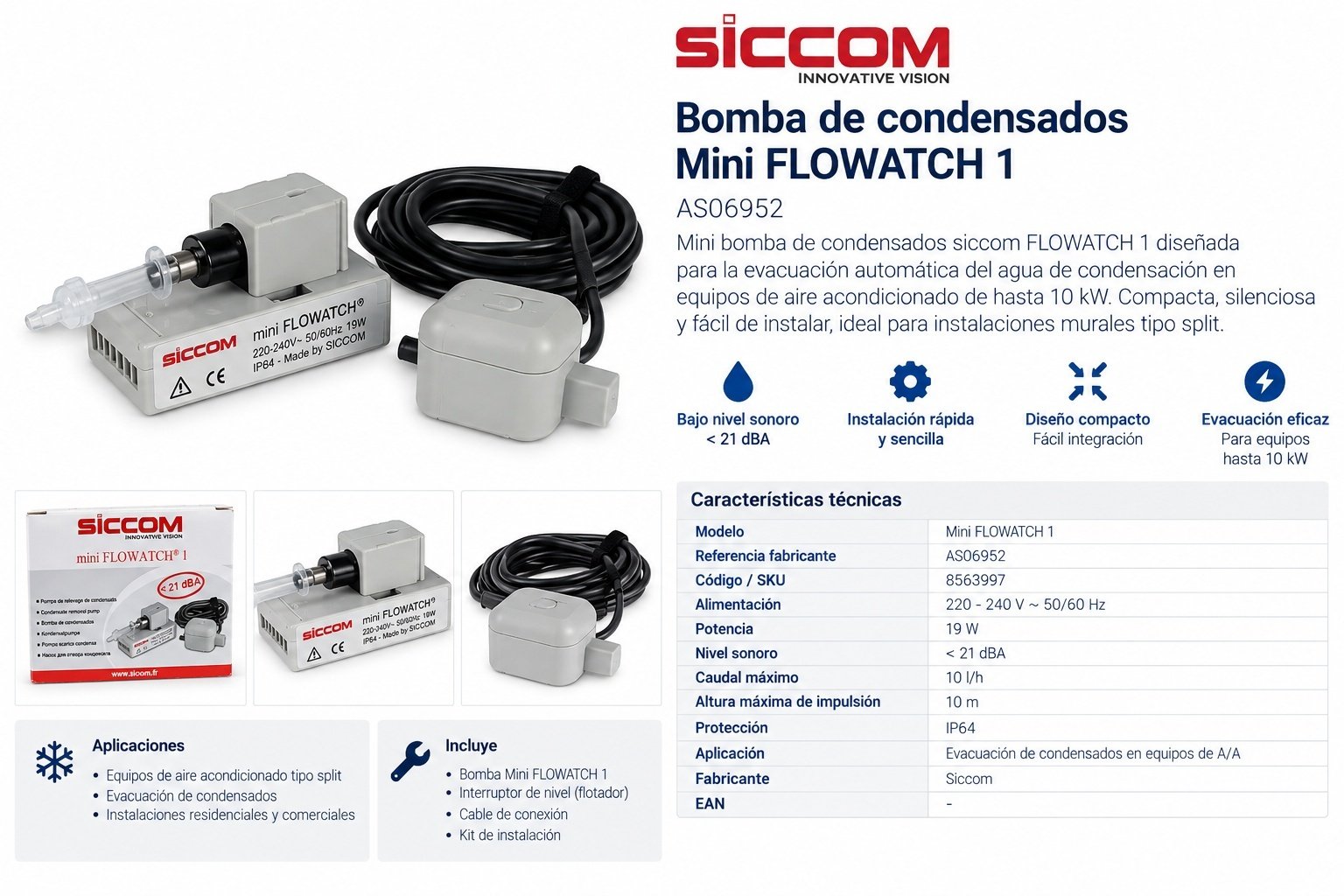 Bomba de condensados Mini FLOWATCH 1 Siccom AS06952