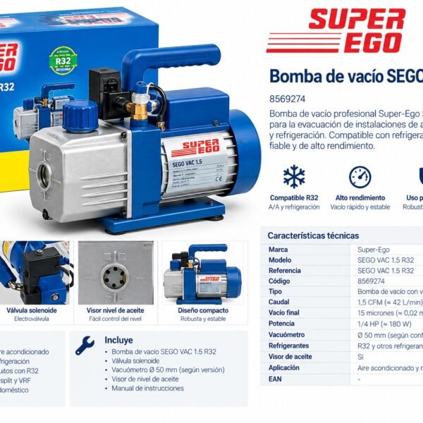 Bomba de vacío Super-Ego SEGO VAC 1.5 R32