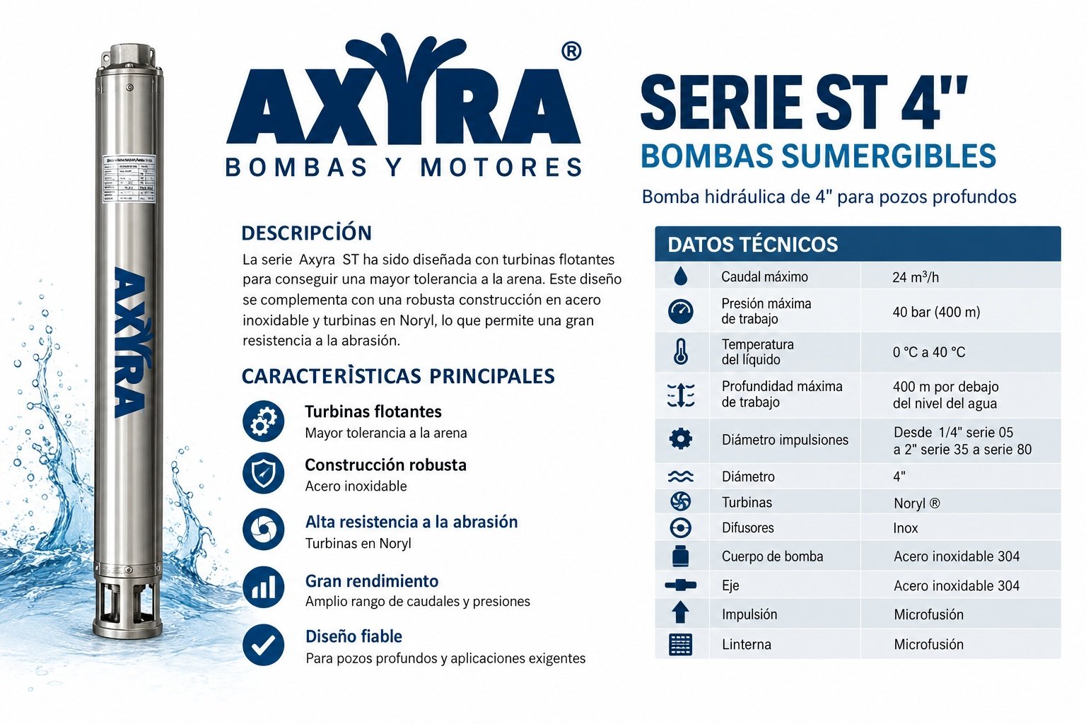 Bomba sumergible AXYRA ST 4"