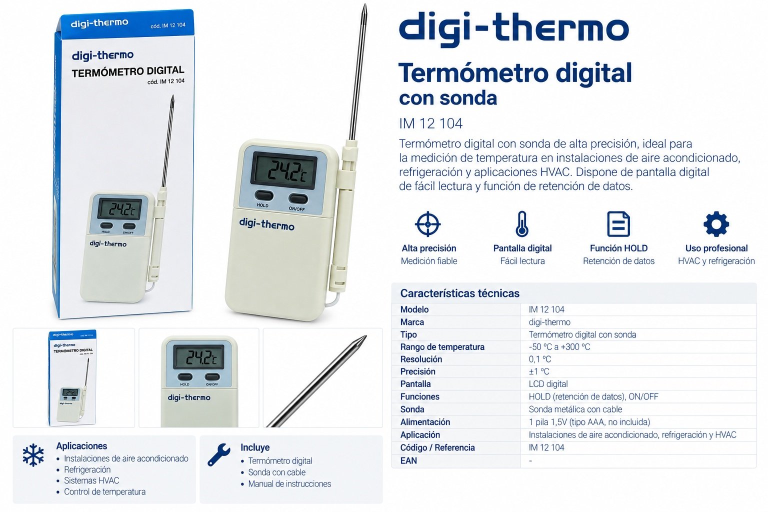 Termómetro digital con sonda digi-thermo IM 12 104